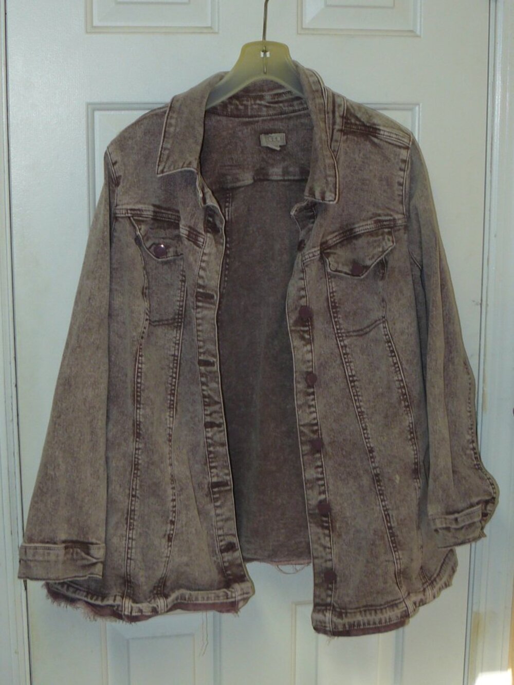 LOGO by Lori Goldstein Button Front Denim Jacket w/ Released Hem